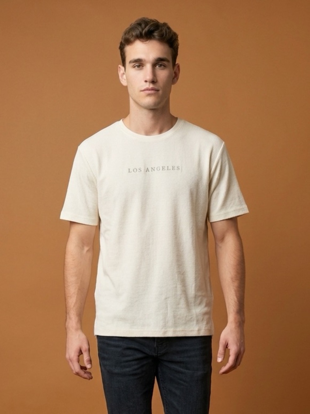 Fly By Night LA Los Angeles Minimalist Tee Cream Off-White Short Sleeve Shirt